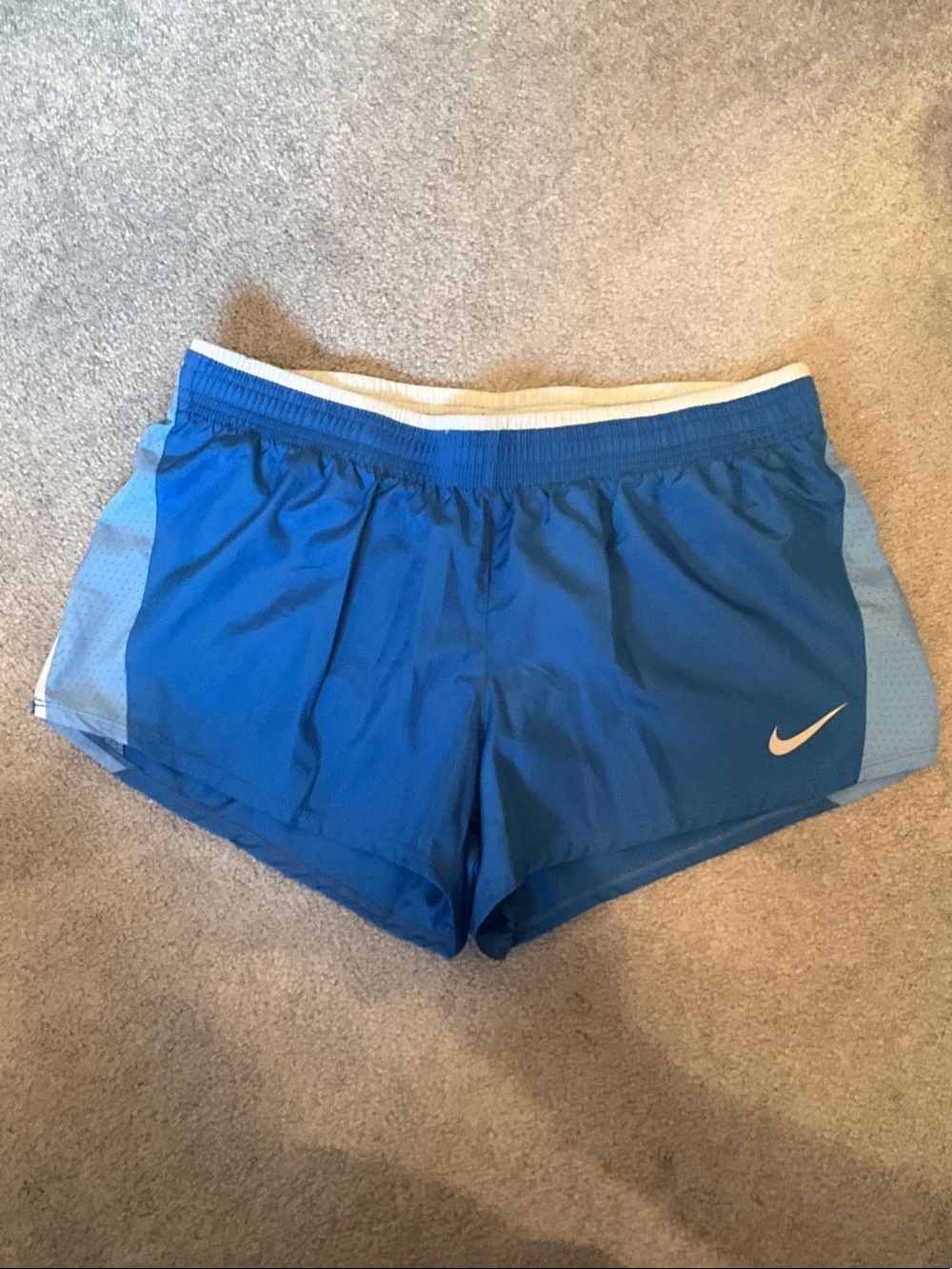 Nike Blue Women's Athletic Running Shorts with Light Blue Panels